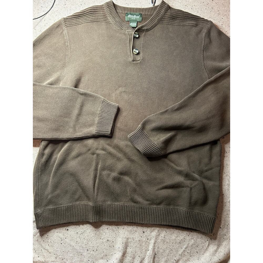 Vintage Eddie Bauer Cotton Henley Sweater Brown XL Men’s Gorpcore Fisherman